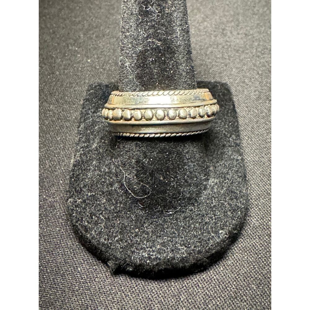 925 Sterling Silver FAS Band Ring 7grams Beaded Pattern Size 8.25
